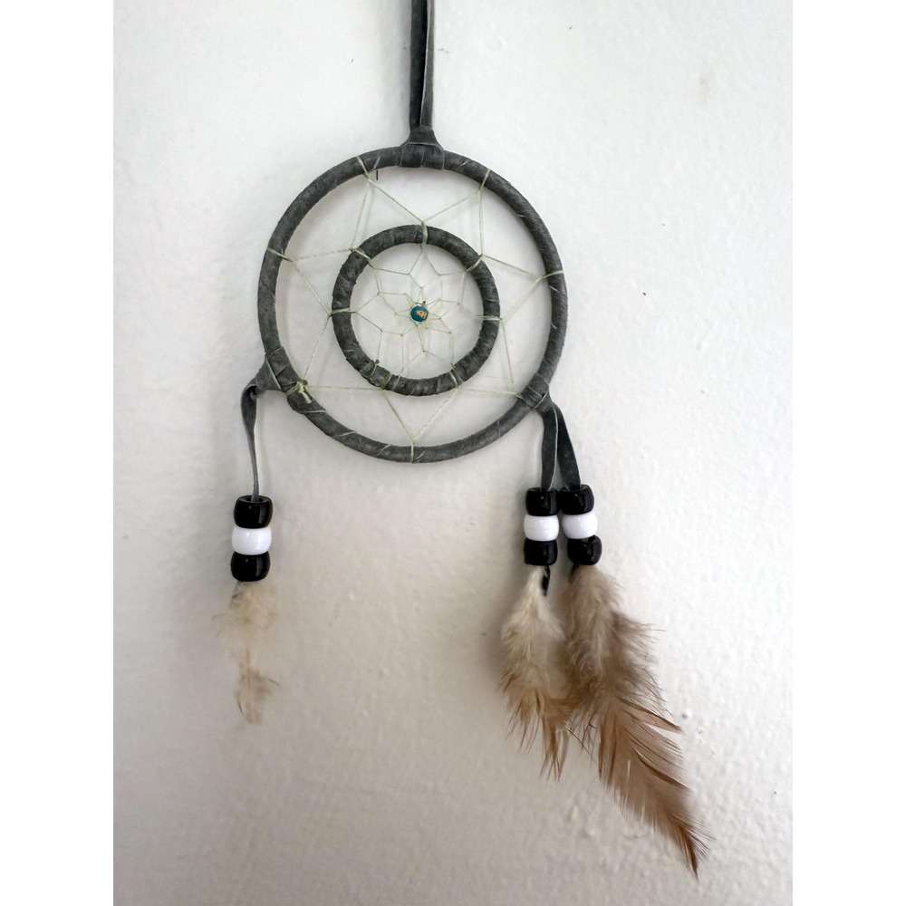 Small Dream Catcher, Handmade Boho Native Wall Hanging, Spiritual Protection - Picture 5 of 6